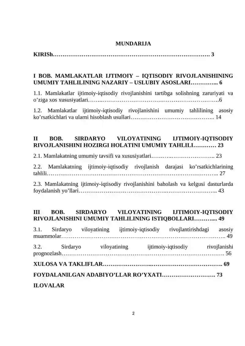 "MAMLAKATNI IJTIMOIY-IQTISODIY RIVOJLANISHINI UMUMIY TAHLILI" 2