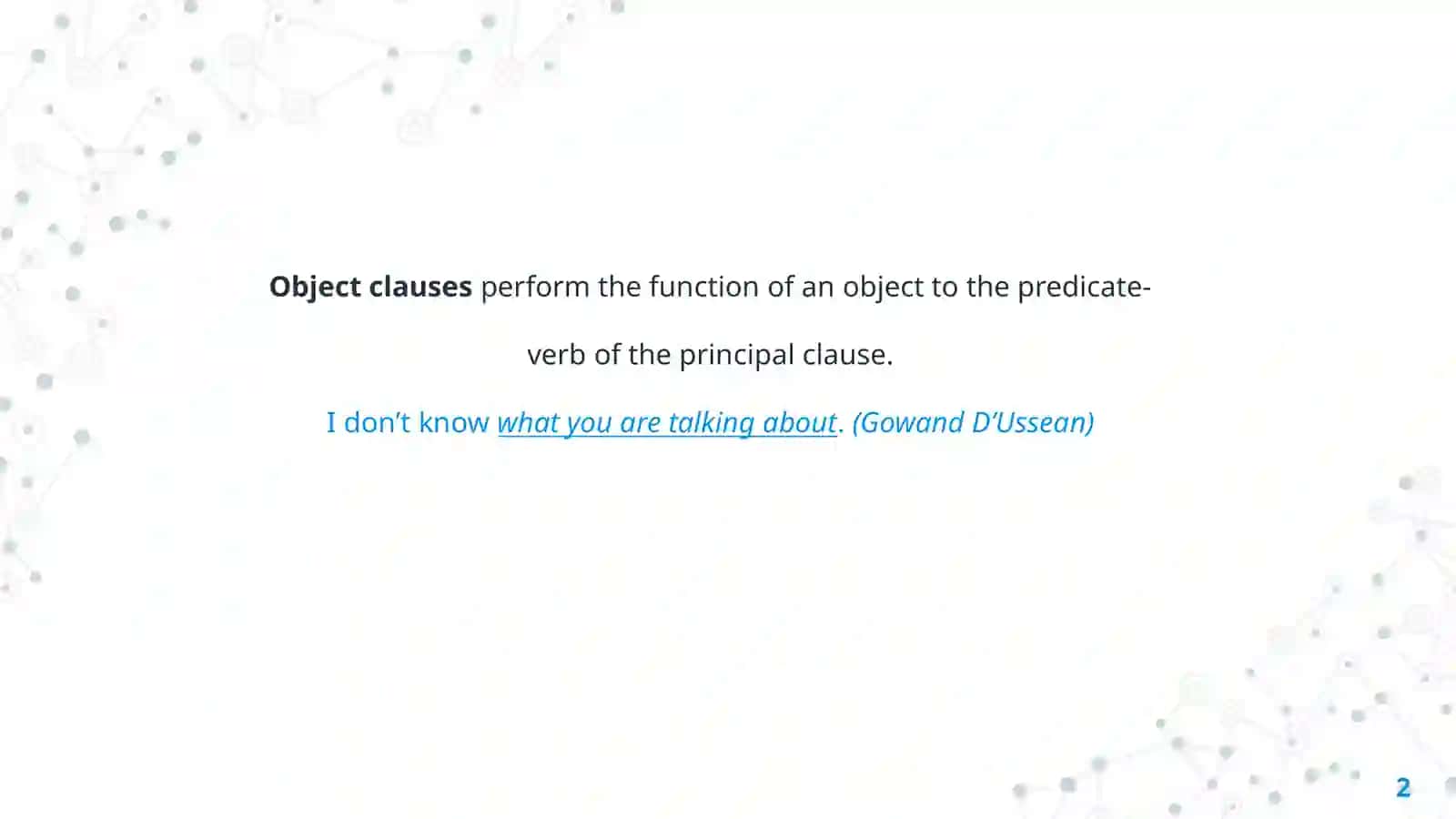 Object clauses 2