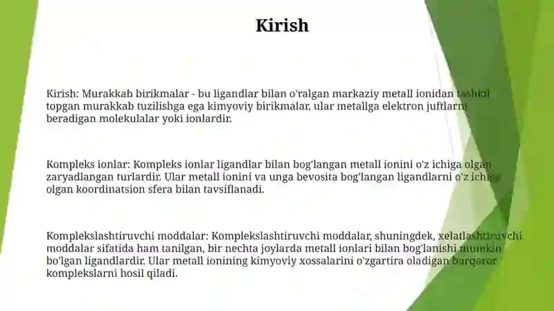 Kompleks Birikmalar Va Kompleks Hosil Qiluvchilar 2