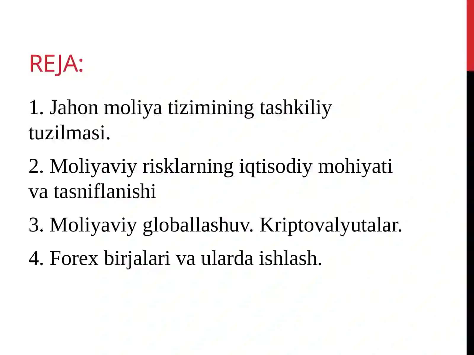 Global, mintaqaviy va milliy moliyaviy bozori 2