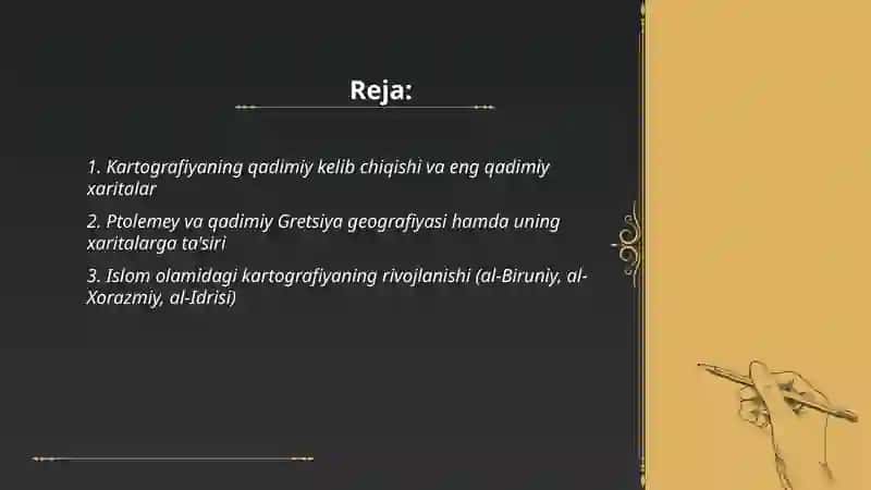 Kartografiya va tarixiy kartografiyaning shakllanishi hamda taraqqiyoti 2