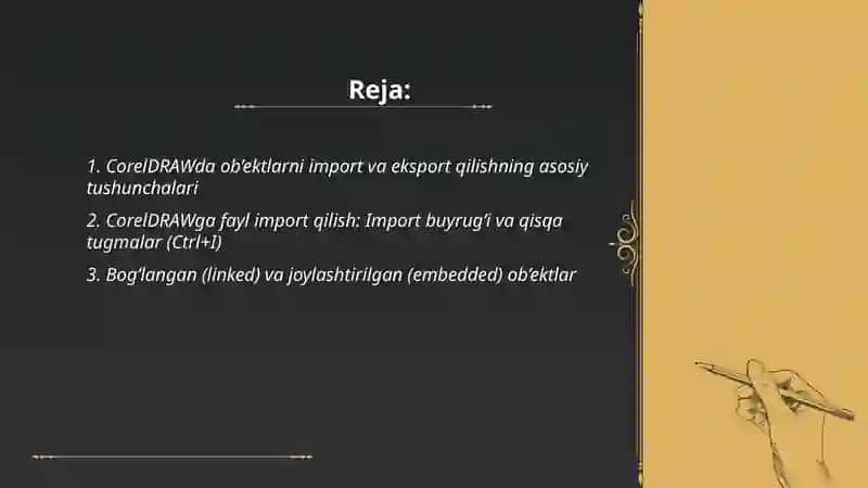 CorelDRAW ob’ektlarni import va eksport qilish 2