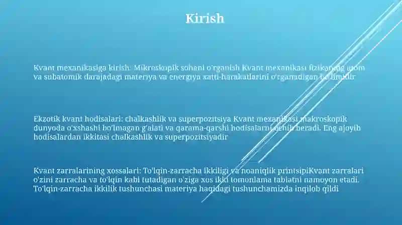 Kvant O'Ralar Va Ularning Xususiyatlari 2