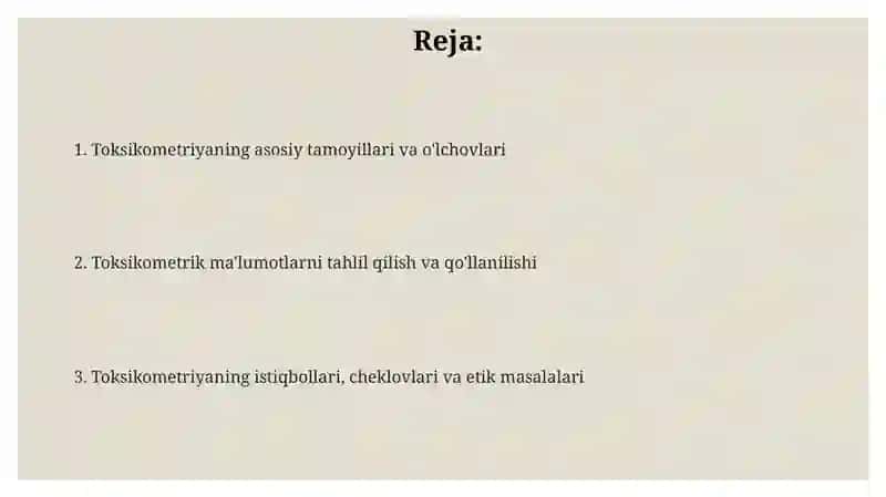 Toksikometriya ahamiyati 2