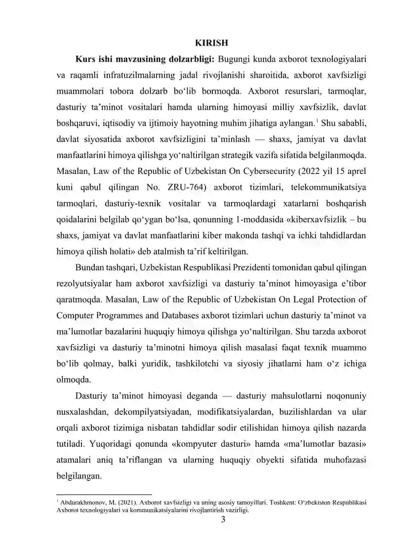 AXBOROT XAVFSIZLIGI VA DASTURIY TA’MINOTDA HIMOYA VOSITALARI 2