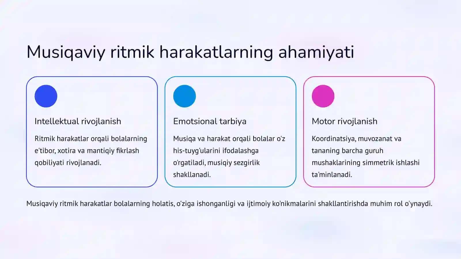 Bolalarni musiqaviy ritmik harakatga o'rgatish 2
