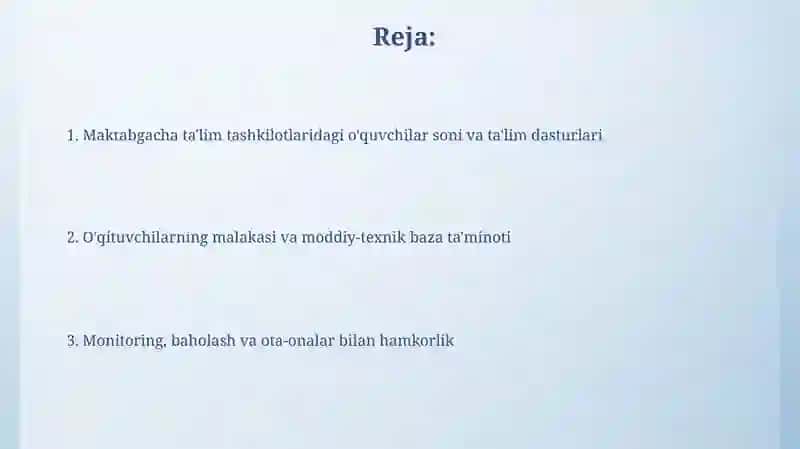 Maktabgacha talim tashkilotlarida davlat talabalari 2