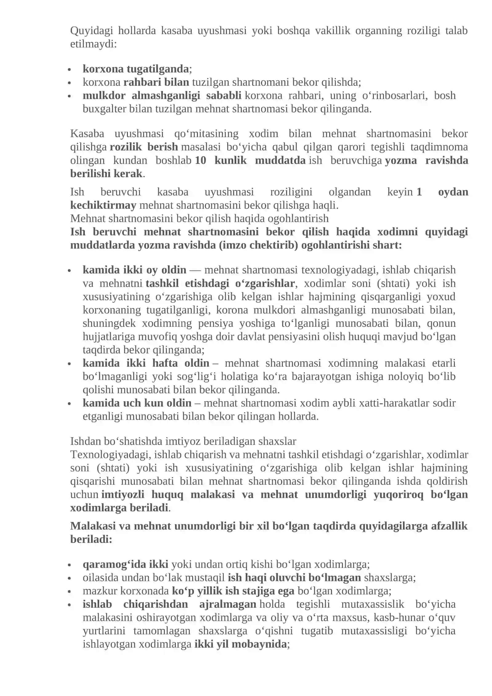 Mehnat shartnomasini bekor qilish tushunchasi 2