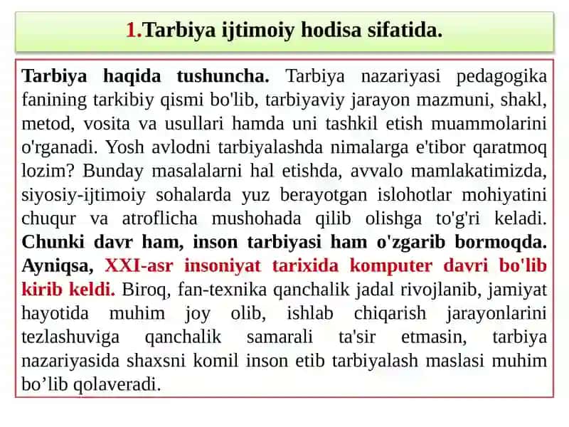 Tarbiya nazariyasi va tarbiya turlari 2