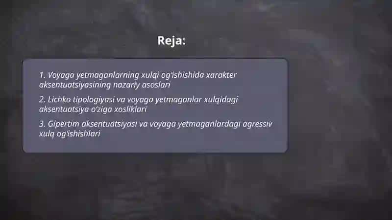 Xarakter aksentuatsiyasi nazariyasi 2