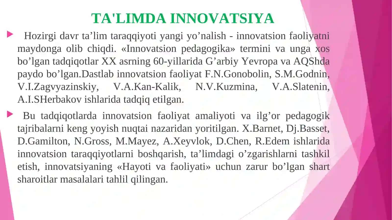 TA’LIMDA INNOVATSION JARAYONLAR 2