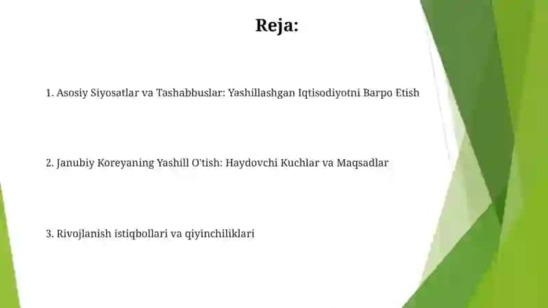 Korya Republikasida yashil iqtisodiyotga o'tish omillari va rivojlanish istiqbollari 2