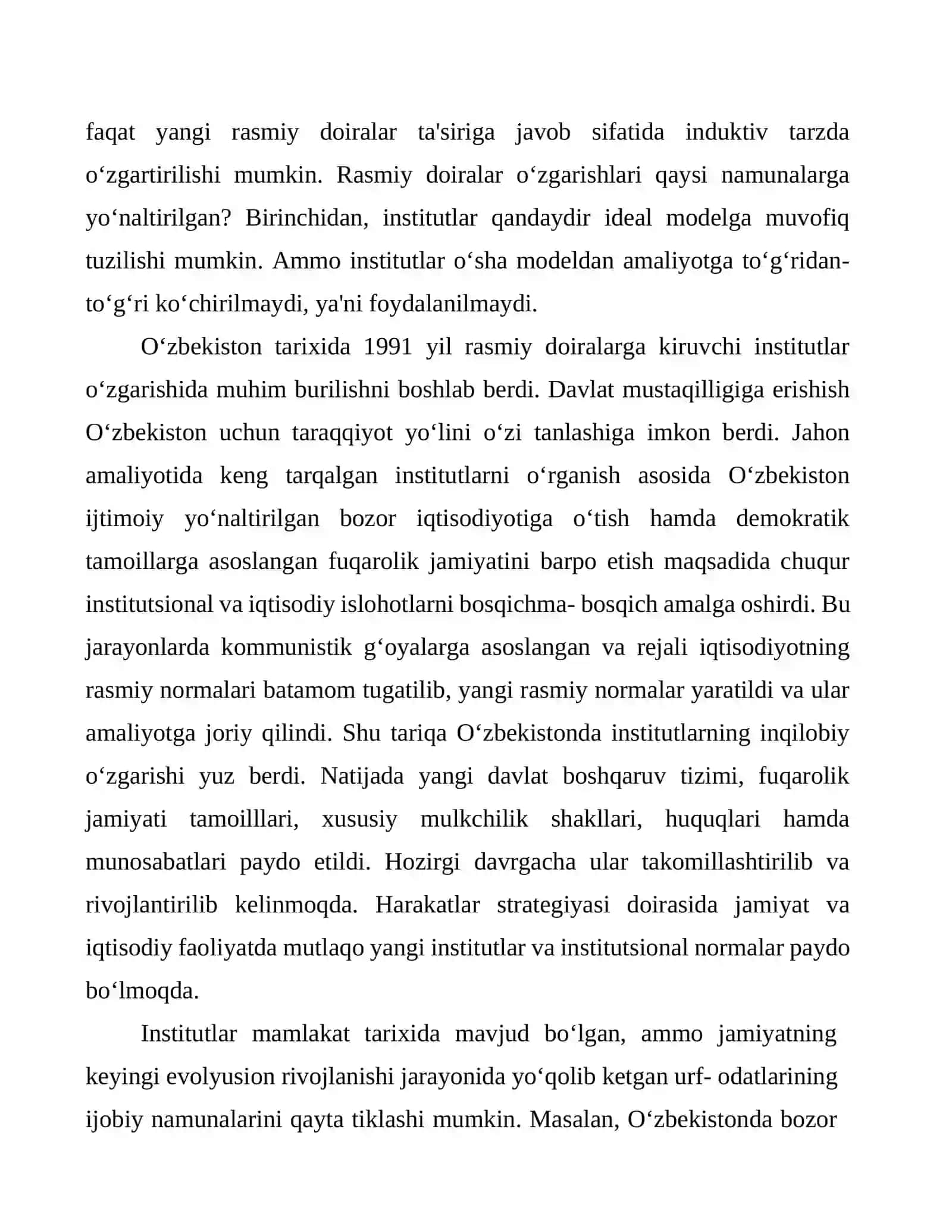 Mamlakatni moderinizatsiya qilish sharoitida institsional islohatlar 2