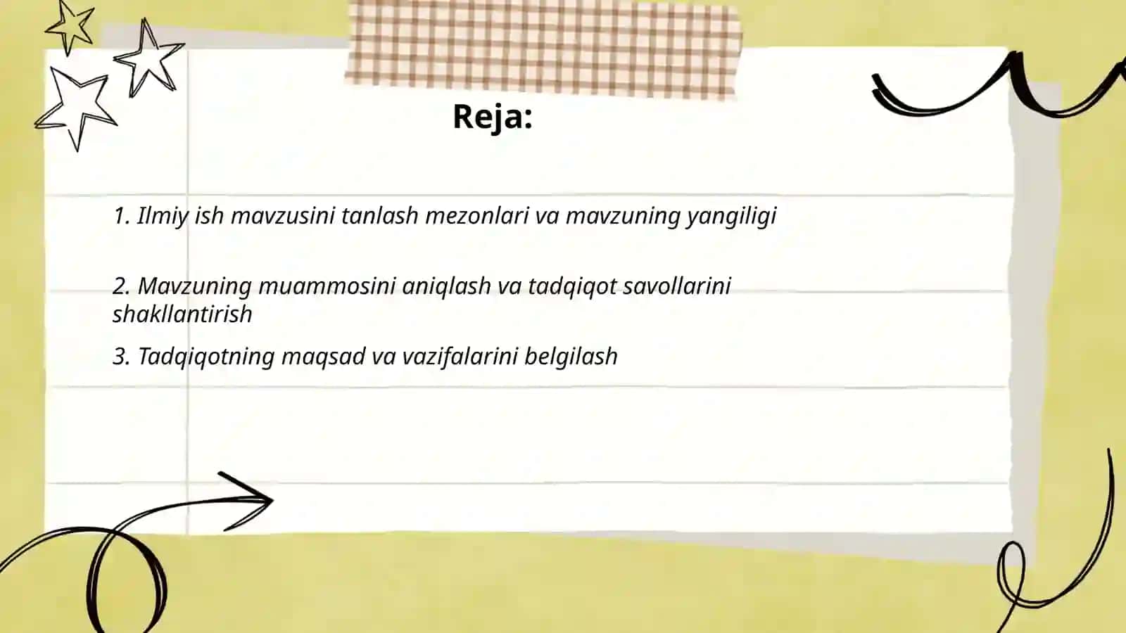 Mustaqil holda ilmiy ish uchun mavzu va reja tuzish 2