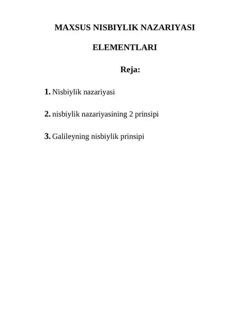 MAXSUS NISBIYLIK NAZARIYASI ELEMENTLARI 2