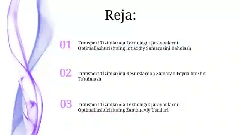 Transport Tizimlarida Texnologik Jarayonlarni Optimallashtirish 2