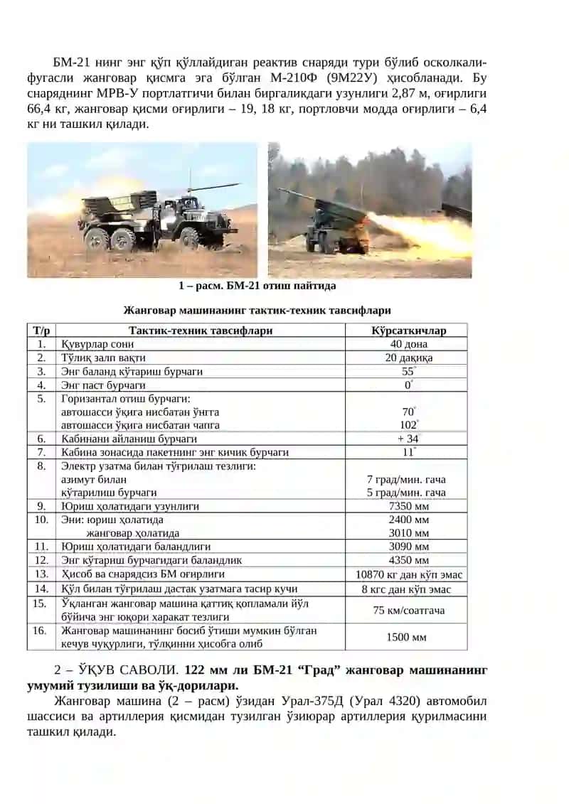 122 мм ли БМ-21 “Град” жанговар машинаси 2