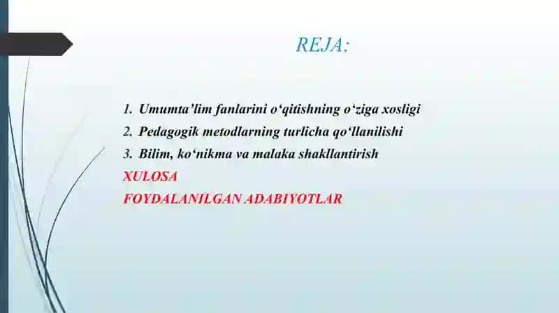 UMUMTA'LIM FANLARNI O'QITISHNING O'ZIGA XOSLIGI 2