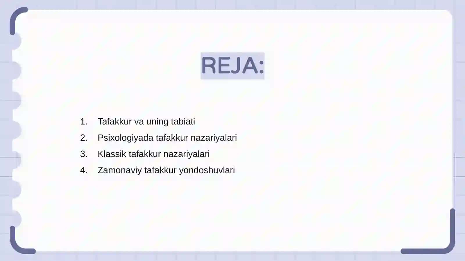 Tafakkur borasidagi psixalogik nazariyalar.Tafakkur operatsiyalari 2