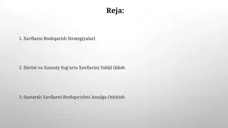 Mulkiy va shaxsiy sug’urta risklarini boshqarish 2