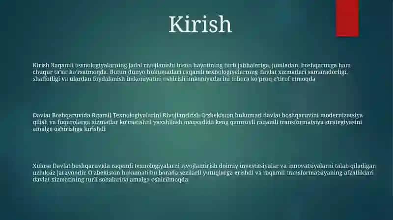 Davlat Boshqaruvida Rqamli Texnologiyalarini Rivojlantirish 2