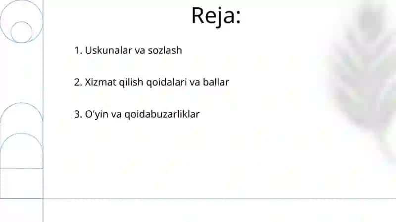 Stol tennisi o'yini qoidalari 2