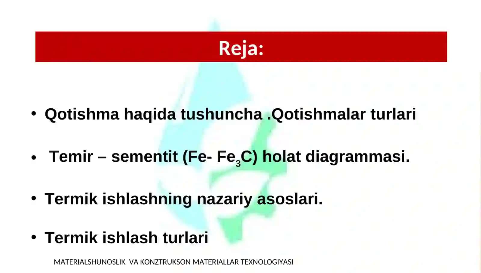 MATERIALSHUNOSLIK VA KONZTRUKSON MATERIALLAR TEXNOLOGIYASI 2