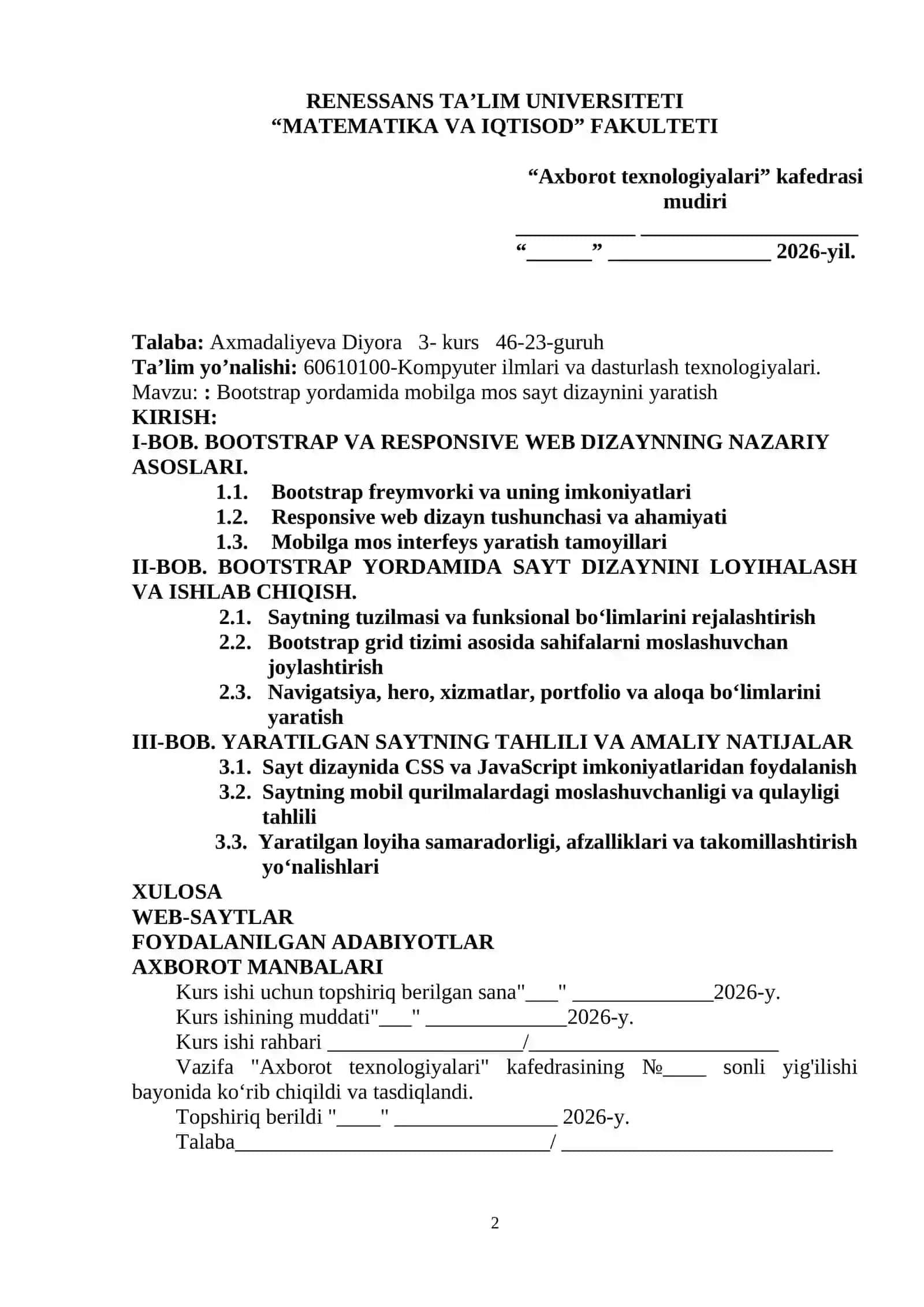 Bootstrap yordamida mobilga mos sayt dizaynini yaratish 2