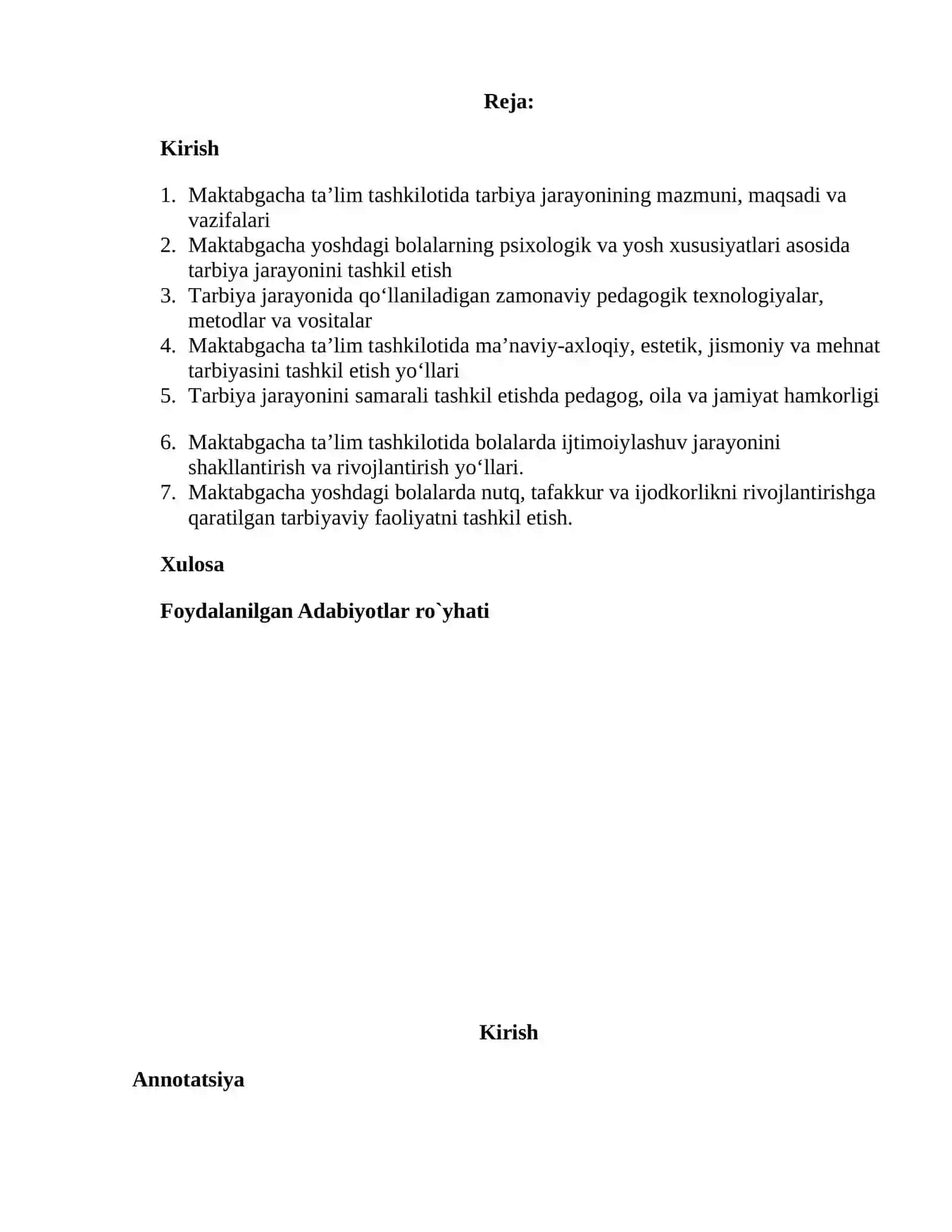 Maktabgacha taʼlim tashkilotida tarbiya jarayonini tashkil etish 2