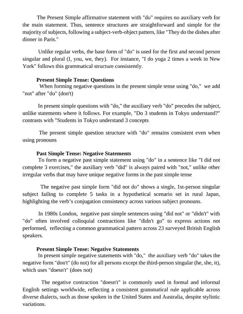 Simple Tense the verb to do 2