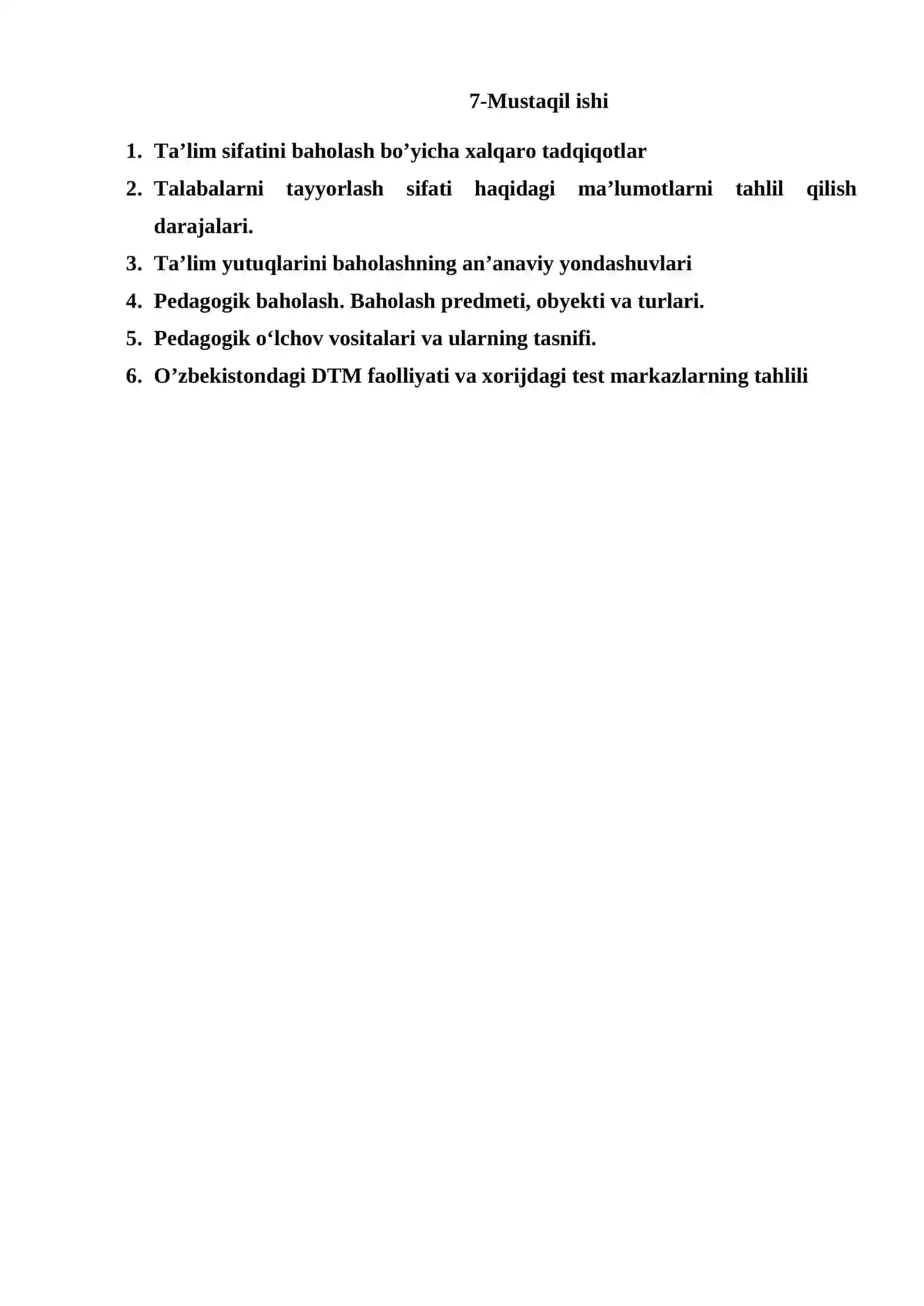Testologiya va pedagogik o’lchovlar nazariyasi 2