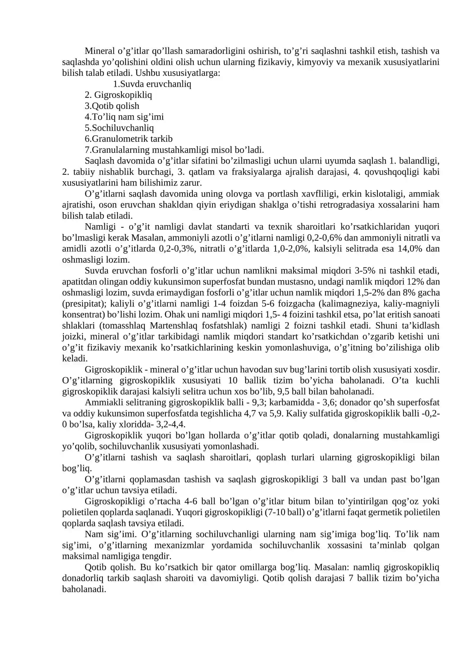 O’g’itlar tasniflanishi va xossalari 2