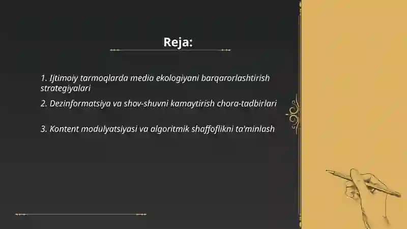 Ijtimoiy tarmoqlardagi media ekologiyani barqarorlashtirish chora tadbirlari 2