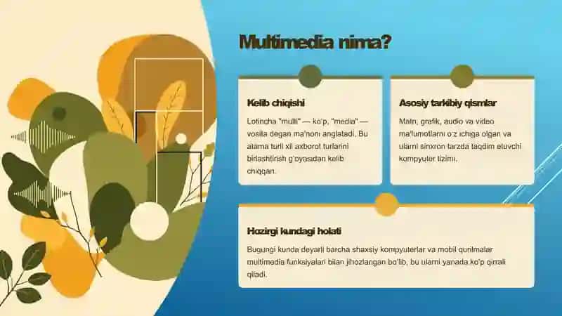 Zamonaviy Kompyuterlarda Multimedia Ilovalari va Yaratish Vositalari 2