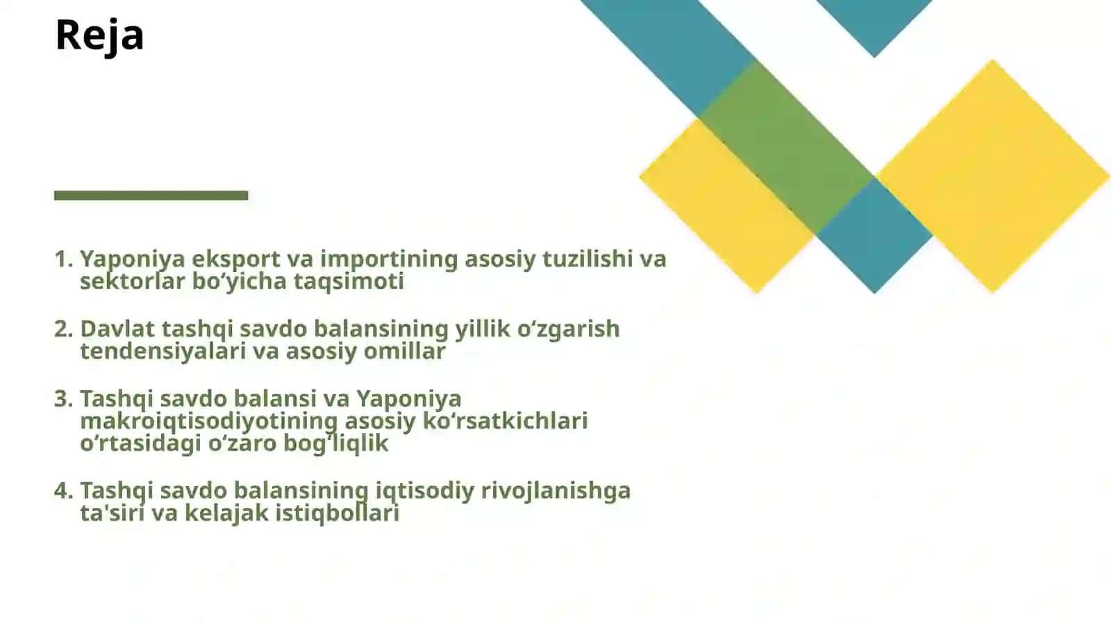 DAVLAT TASHQI SAVDO BALANSINI TAHLIL QILISH VA UNING IQTISODIYOTGA TA'SIRI (YAPONIYA MAKROIQTISODIYOTI) 2