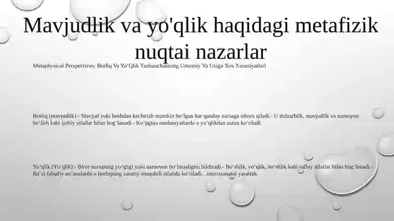 Borliq Va YoʻQlik Tushunchalaring Umumiy Va Uziga Xos Xususiyatlari 2