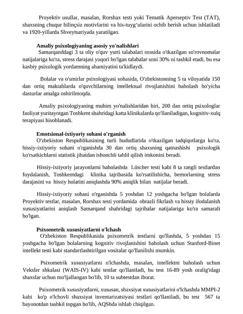 Психодиагностика ва амалий психология хакида тушунча 2