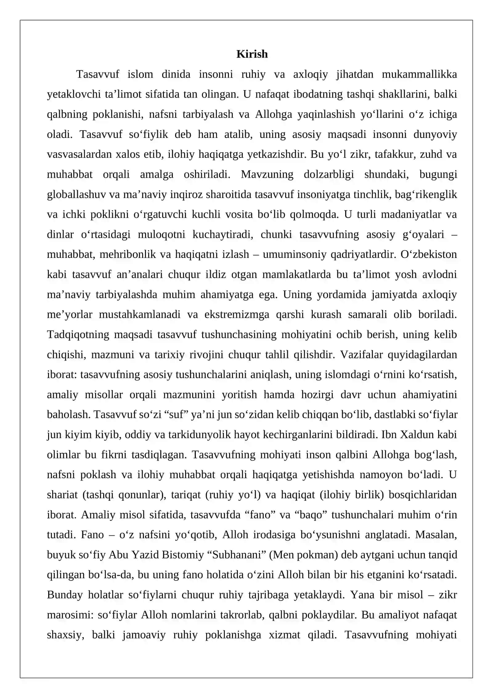 Tasavvuf tushunchasi va uning mohiyati 2