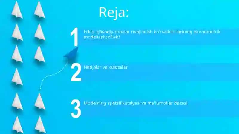 Erkin iqtisodiy zonalar rivojlanish korsatkichlarini ekonometrik modellashtirish 2