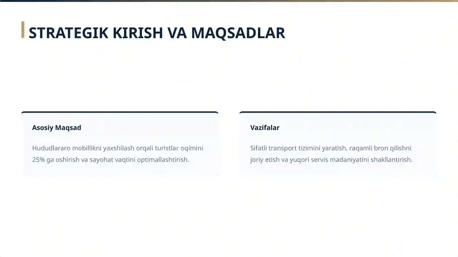 Turistlarni rag'batlantirish uchun hududlarda transfer xizmatlarni boshqarish 2