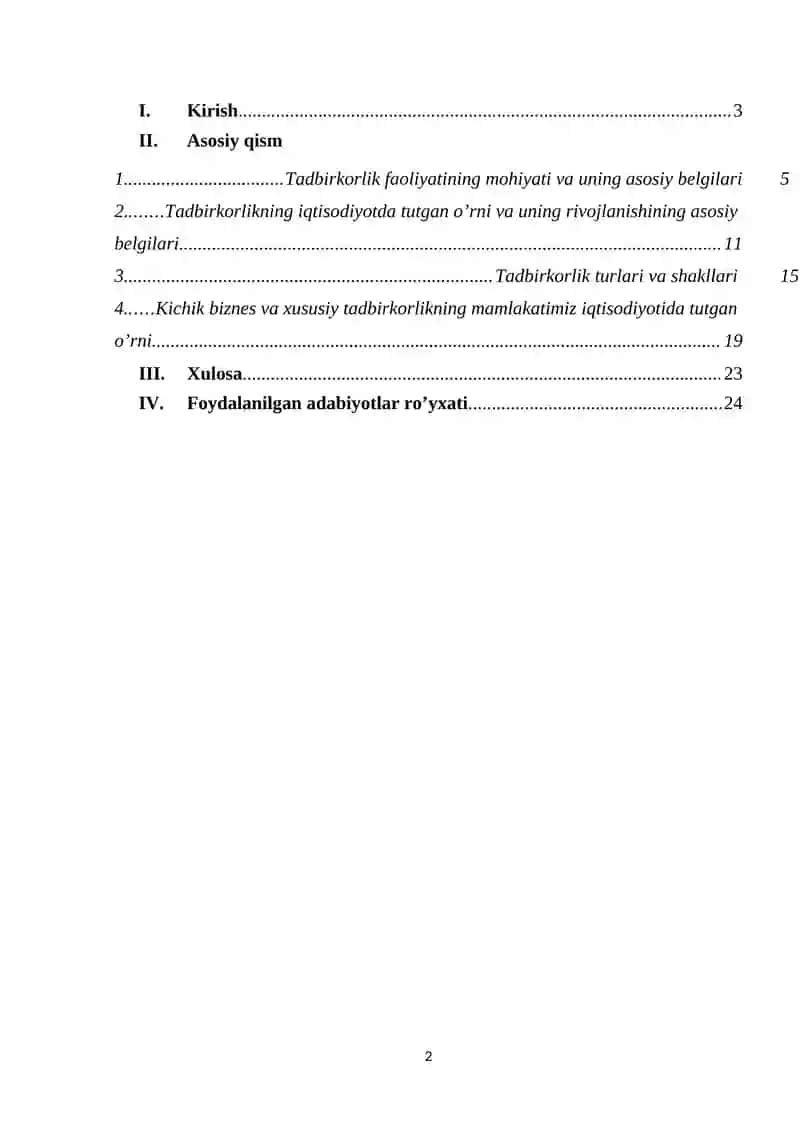 Tadbirkorlik faoliyati uning turlari va asosiy belgilari 2