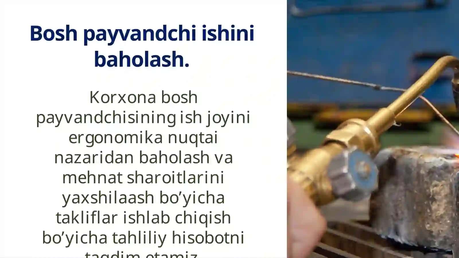 Korxonada Bosh Payvandchi Ish Joylarini Ergonomika Bo‘yicha Baholash va Uni Takomillashtirish Takliflari 2