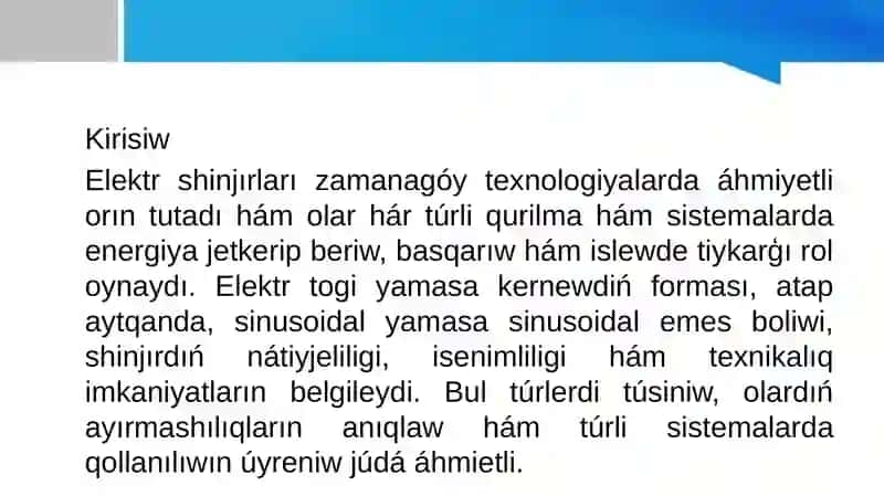 Elektr togi yamasa kernewdiń forması 2