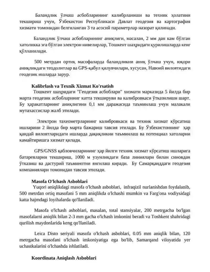 Geodezik asboblar klassifikatsiyasi va ularga qoyiladigan talablar 2