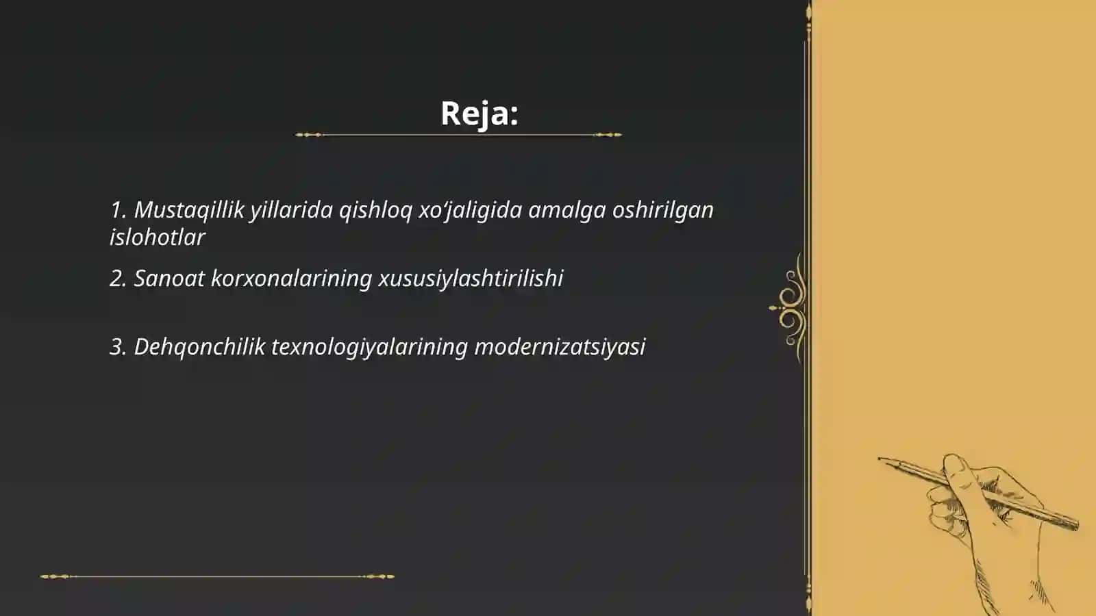 Mustaqillik yillarida qishloq xo`jaligi va sanoat sohasidagi o`zgarishlar 2