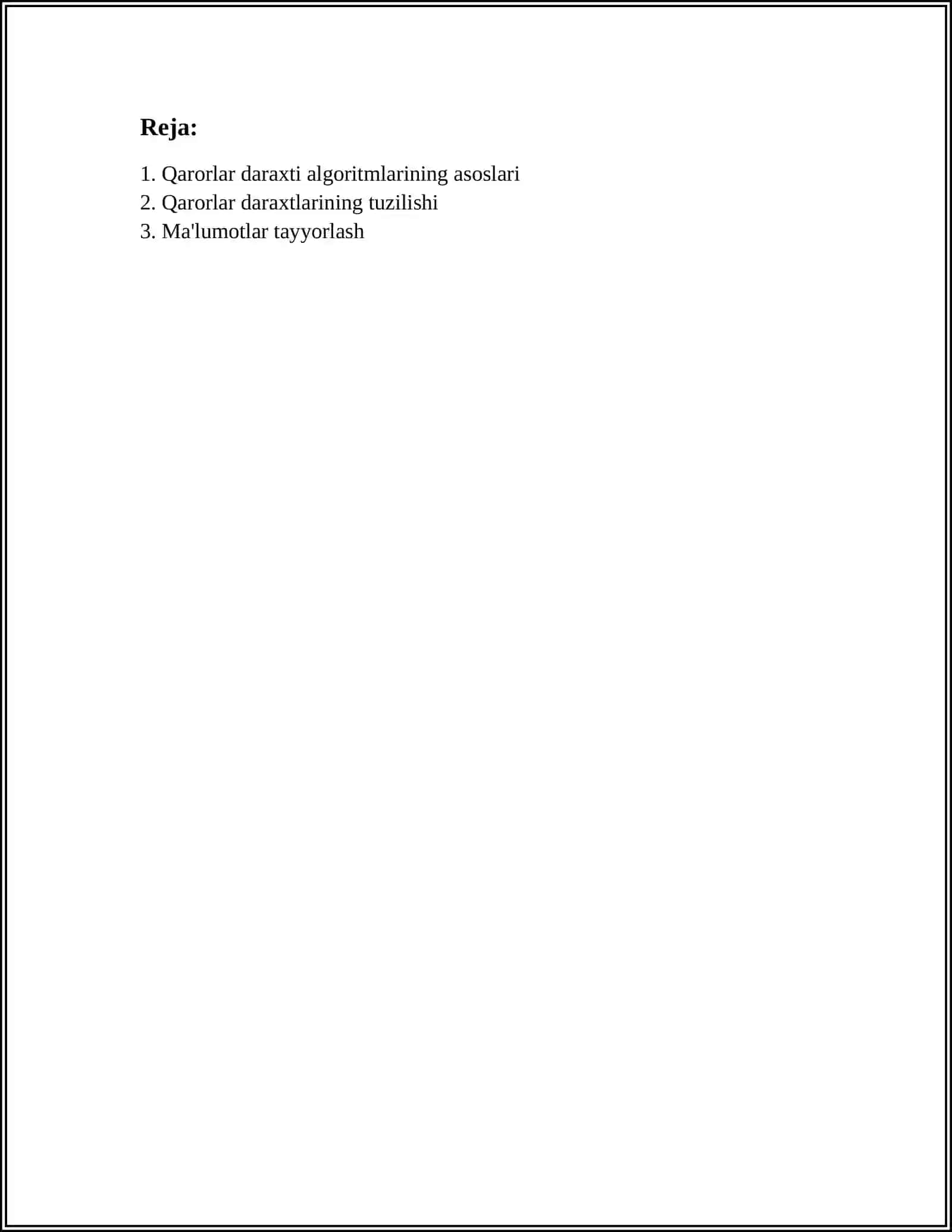 QARORLAR DARAXTINI QURISH ALGORITMLARI 2