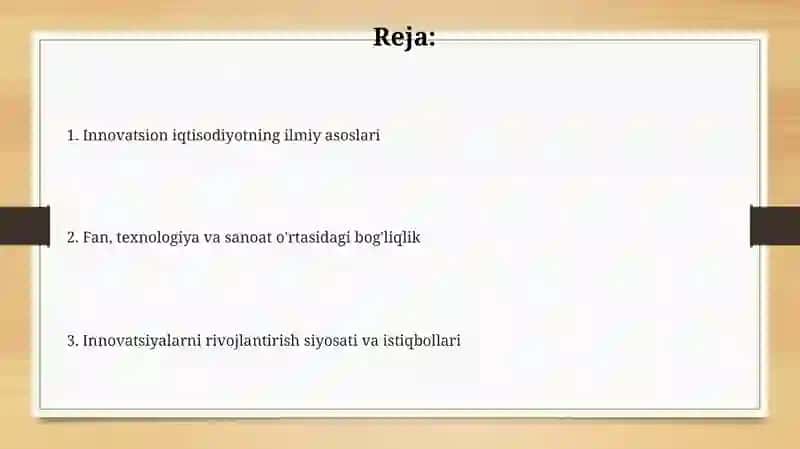 Innovatsiya ekotizimining ilmiy asoslari 2
