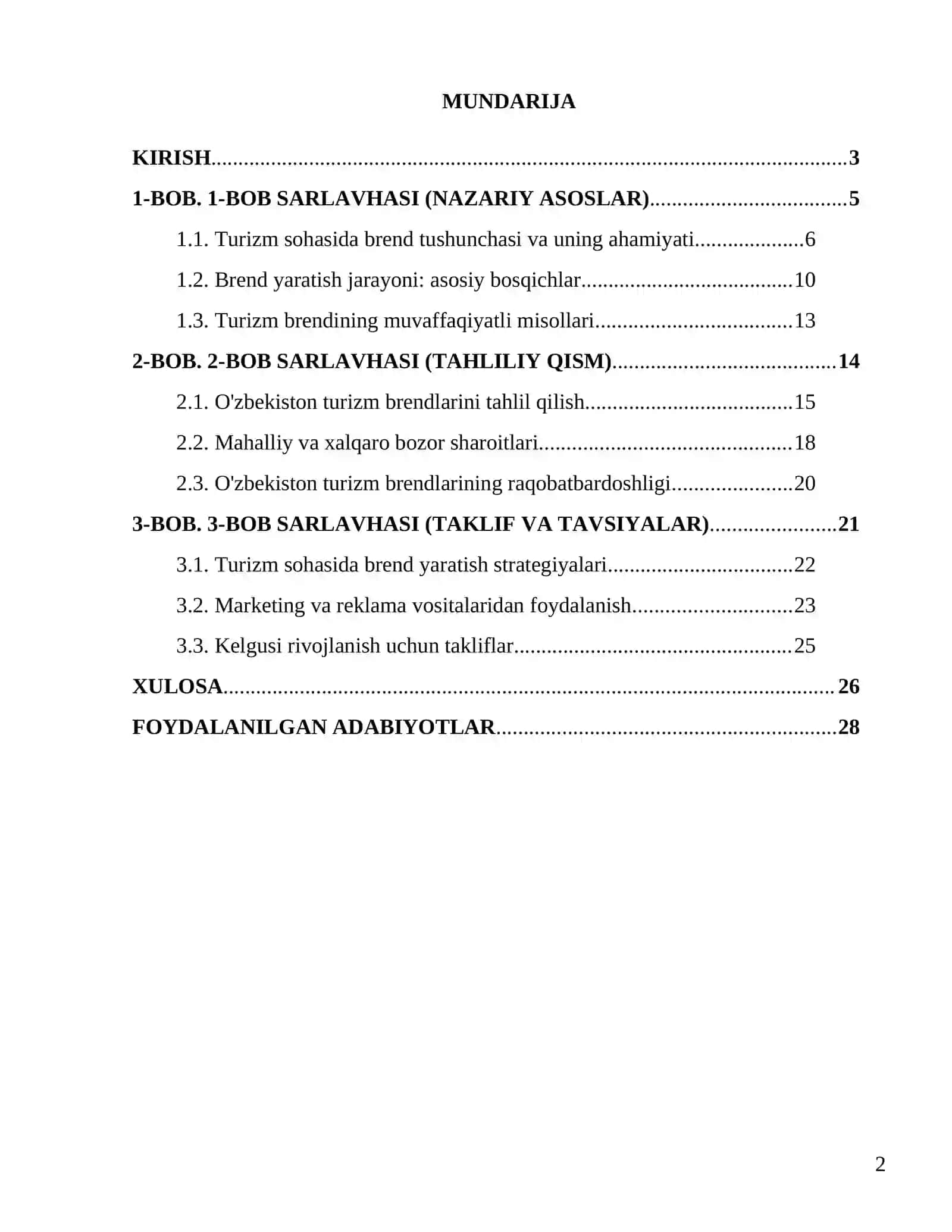 Turizm sohasida brend yaratish 2