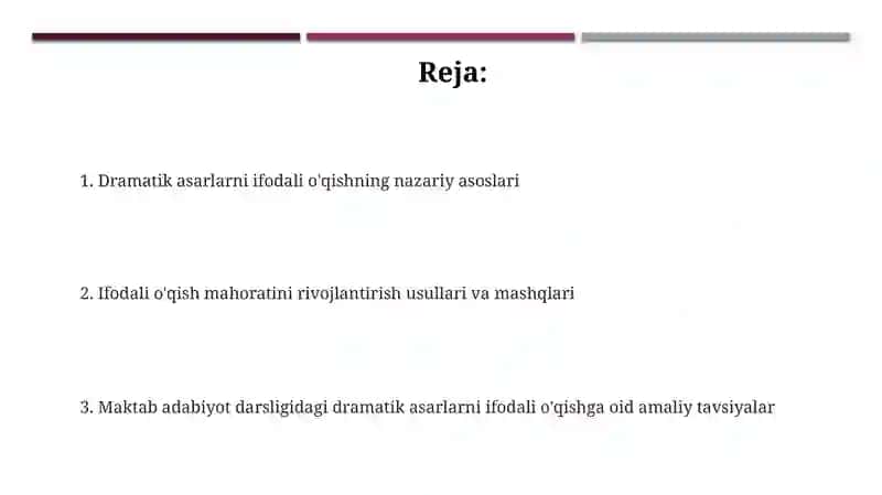Dramatik asarlarni Ifodali O'qish 2