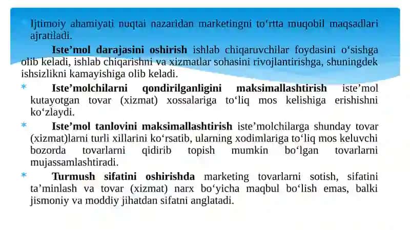 MARKETINGFUNKSIYALARI, VAZIFALARIVATAMOYILLARI 2